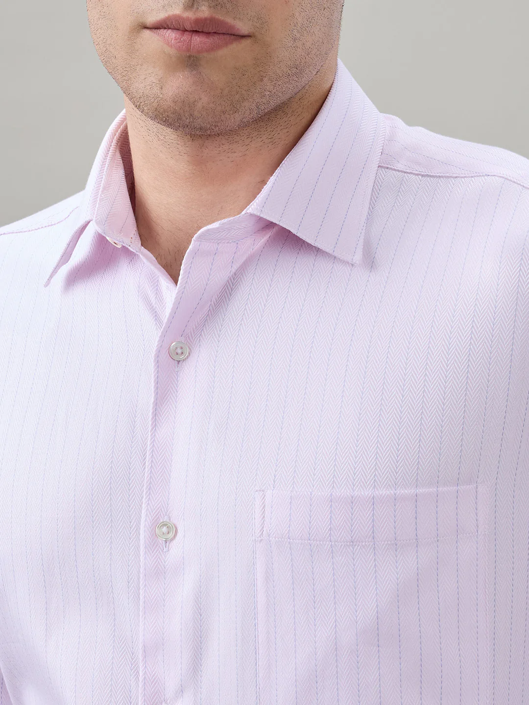 Raymond Men Regular Fit Stripe Pattern Pure Cotton Full Sleeve Formal Shirt - Image 6