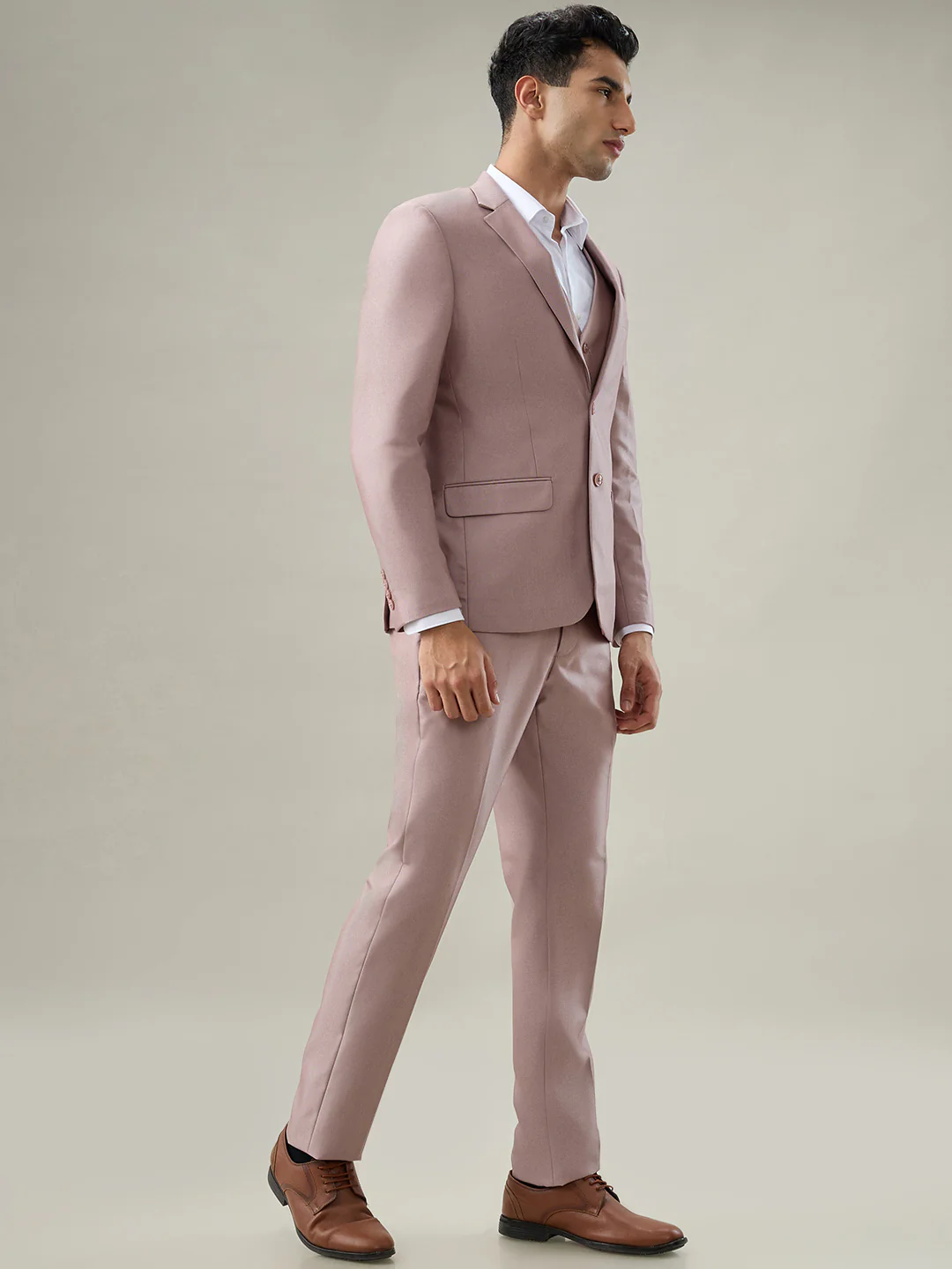 Raymond Men Regular Fit Structure Pattern Poly Viscose Blend Full Sleeve Suit - Image 2