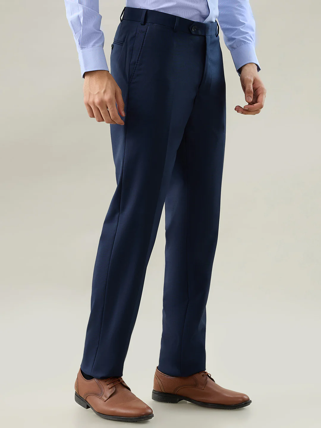 Raymond Men Regular Fit Structure Pattern Poly Wool Blend Flat Front Trouser - Image 2