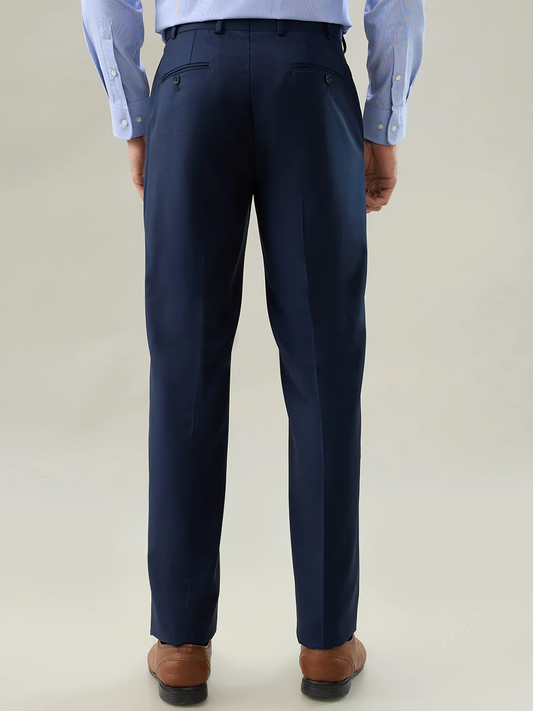 Raymond Men Regular Fit Structure Pattern Poly Wool Blend Flat Front Trouser - Image 4