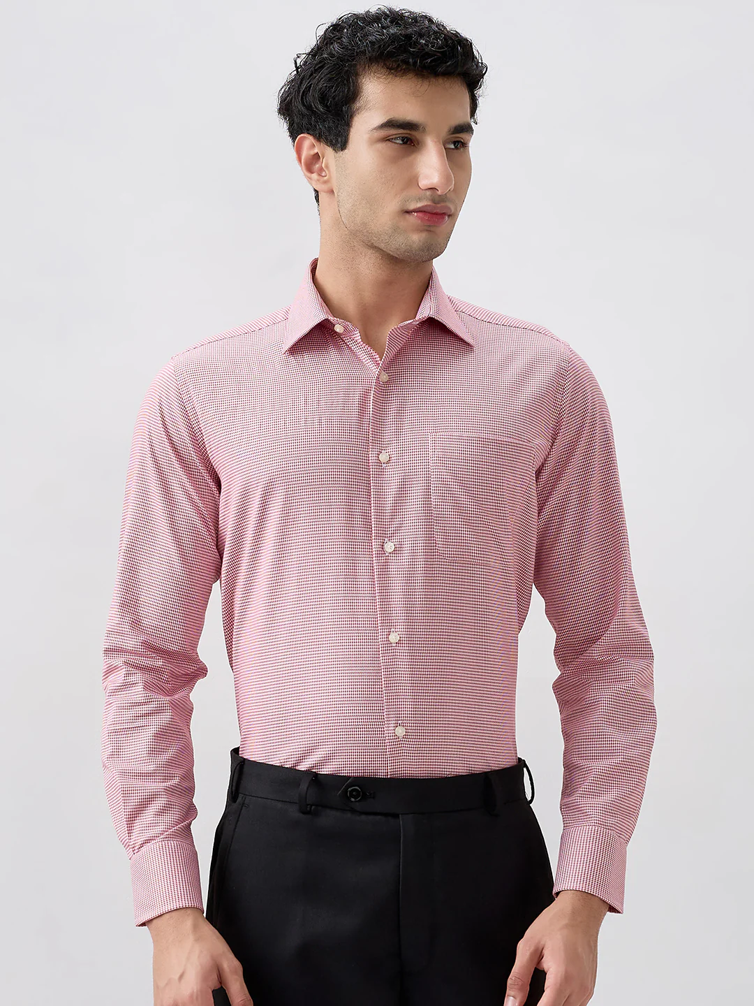 Raymond Men Regular Fit Structure Pattern Pure Cotton Full Sleeve Formal Shirt