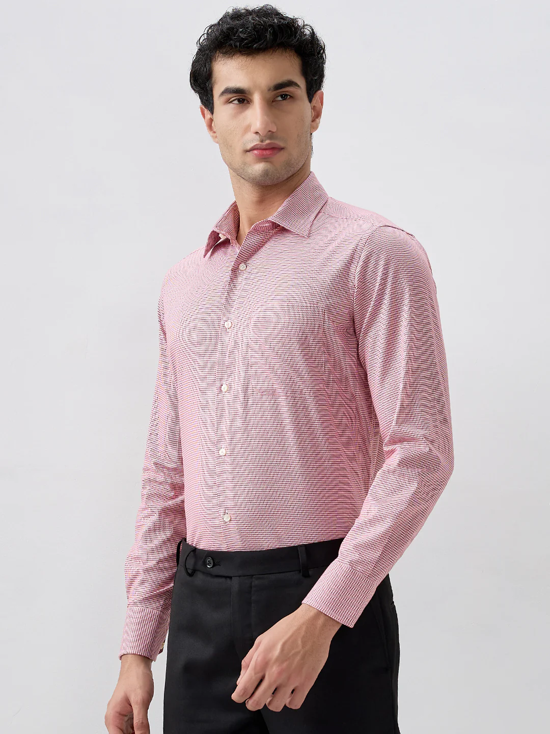 Raymond Men Regular Fit Structure Pattern Pure Cotton Full Sleeve Formal Shirt - Image 3