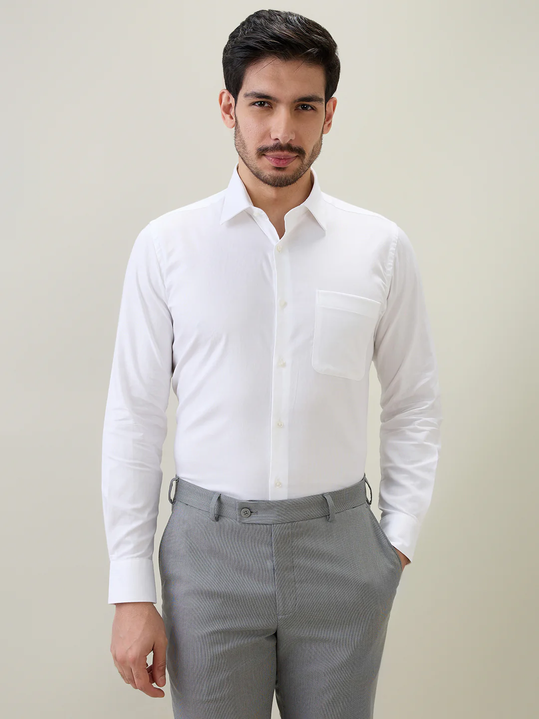 Raymond Men Regular Fit Structure Pattern Pure Cotton Full Sleeve Formal Shirt
