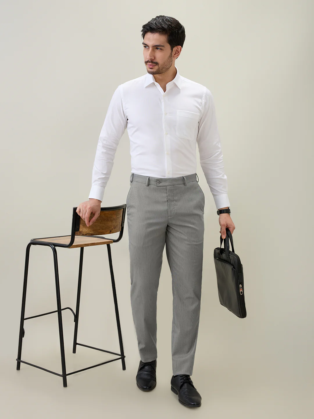 Raymond Men Regular Fit Structure Pattern Pure Cotton Full Sleeve Formal Shirt - Image 6