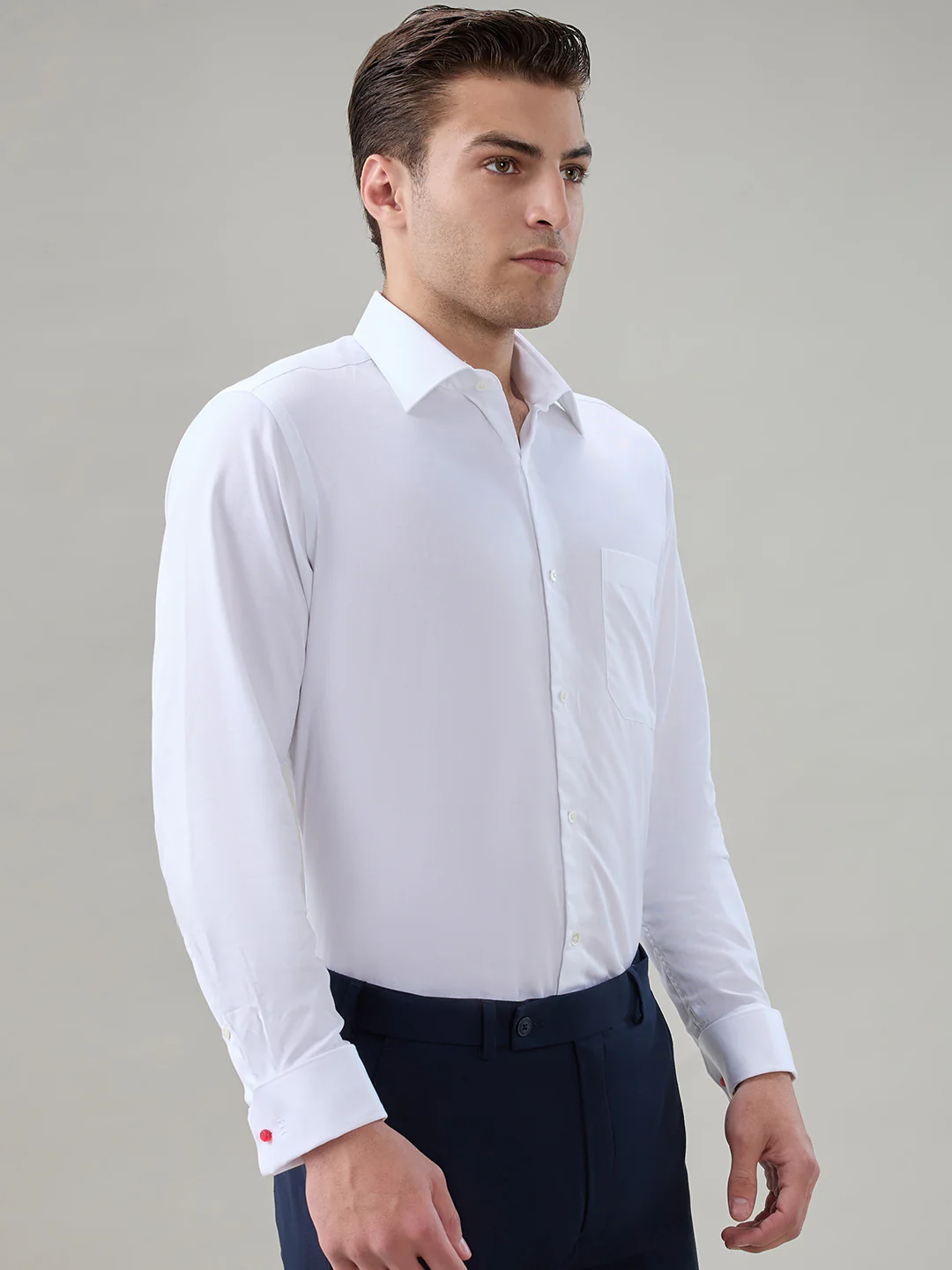 Raymond Men Regular Fit Structure Pattern Pure Cotton Full Sleeve Formal Shirt - Image 2