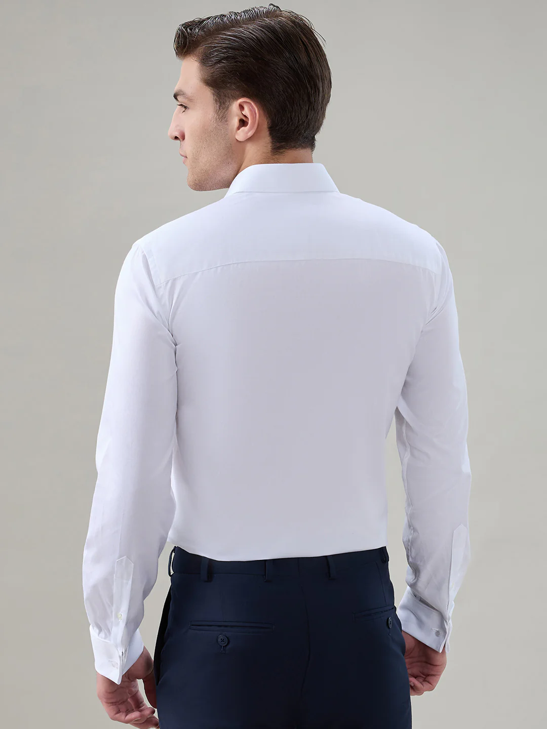 Raymond Men Regular Fit Structure Pattern Pure Cotton Full Sleeve Formal Shirt - Image 4