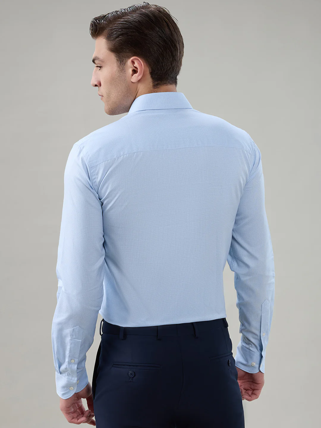 Raymond Men Regular Fit Structure Pattern Pure Cotton Full Sleeve Formal Shirt - Image 4