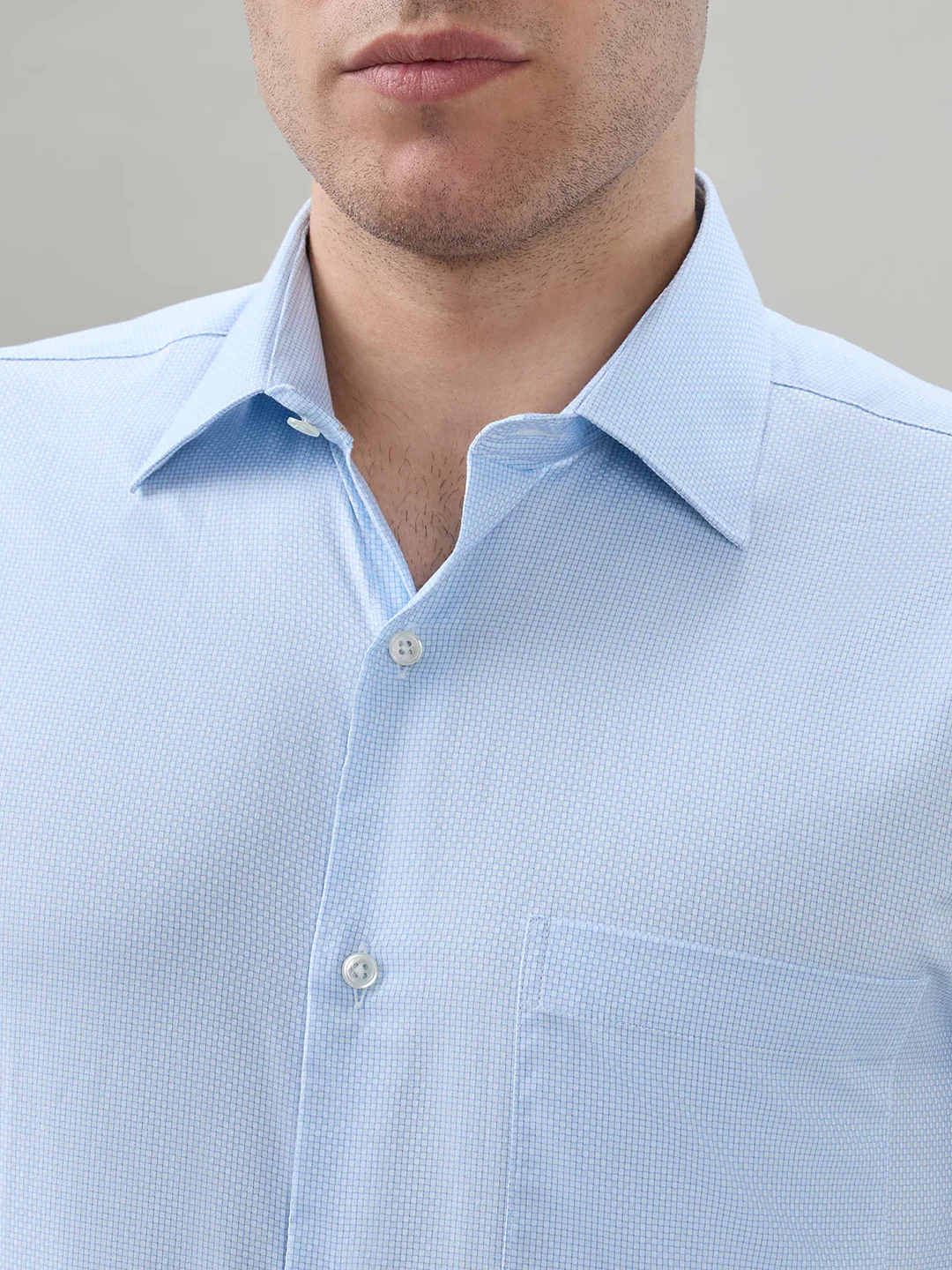Raymond Men Regular Fit Structure Pattern Pure Cotton Full Sleeve Formal Shirt - Image 6