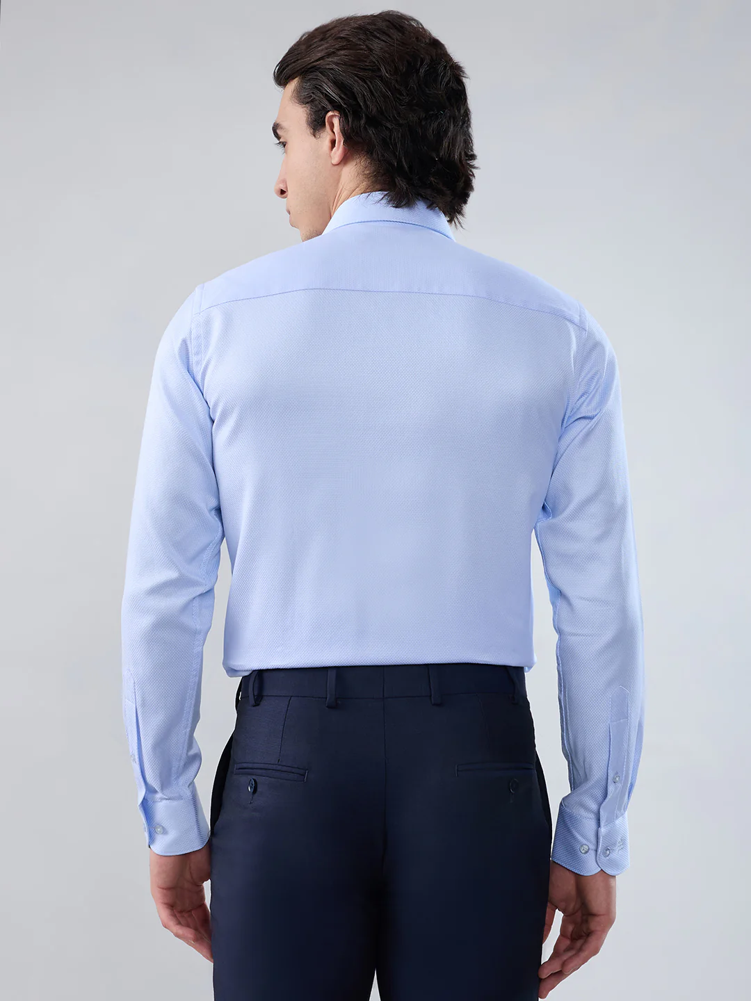 Raymond Men Regular Fit Structure Pattern Pure Cotton Full Sleeve Formal Shirt - Image 4