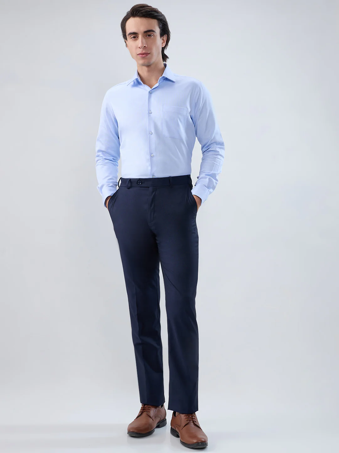Raymond Men Regular Fit Structure Pattern Pure Cotton Full Sleeve Formal Shirt - Image 5