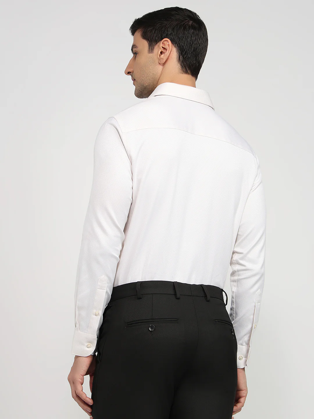 Raymond Men Regular Fit Structure Pattern Pure Cotton Full Sleeve Formal Shirt - Image 4
