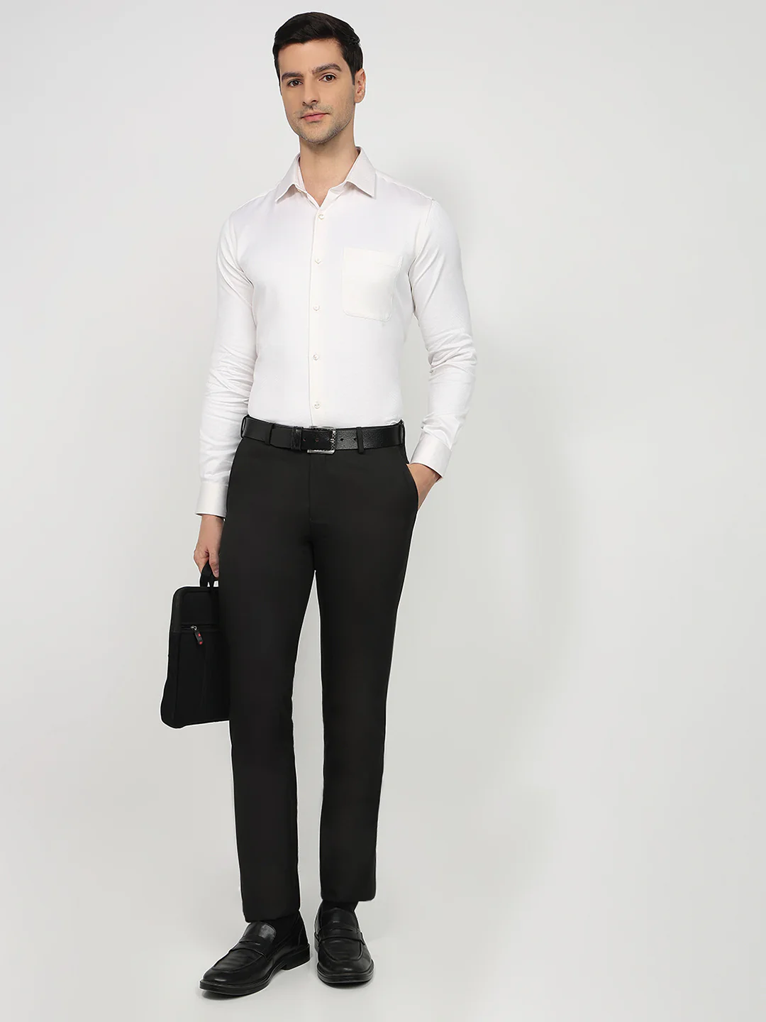 Raymond Men Regular Fit Structure Pattern Pure Cotton Full Sleeve Formal Shirt - Image 5