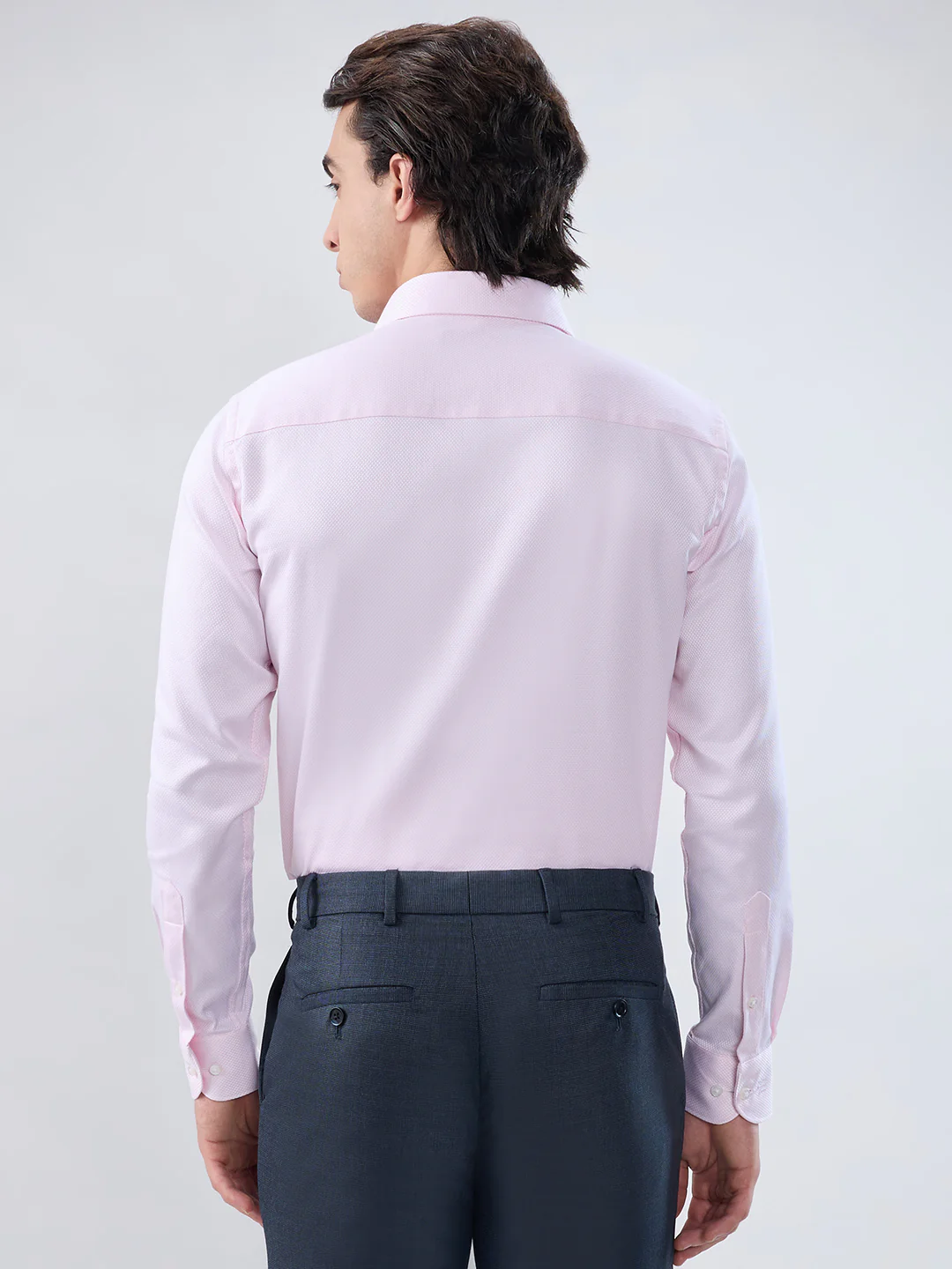 Raymond Men Regular Fit Structure Pattern Pure Cotton Full Sleeve Formal Shirt - Image 4
