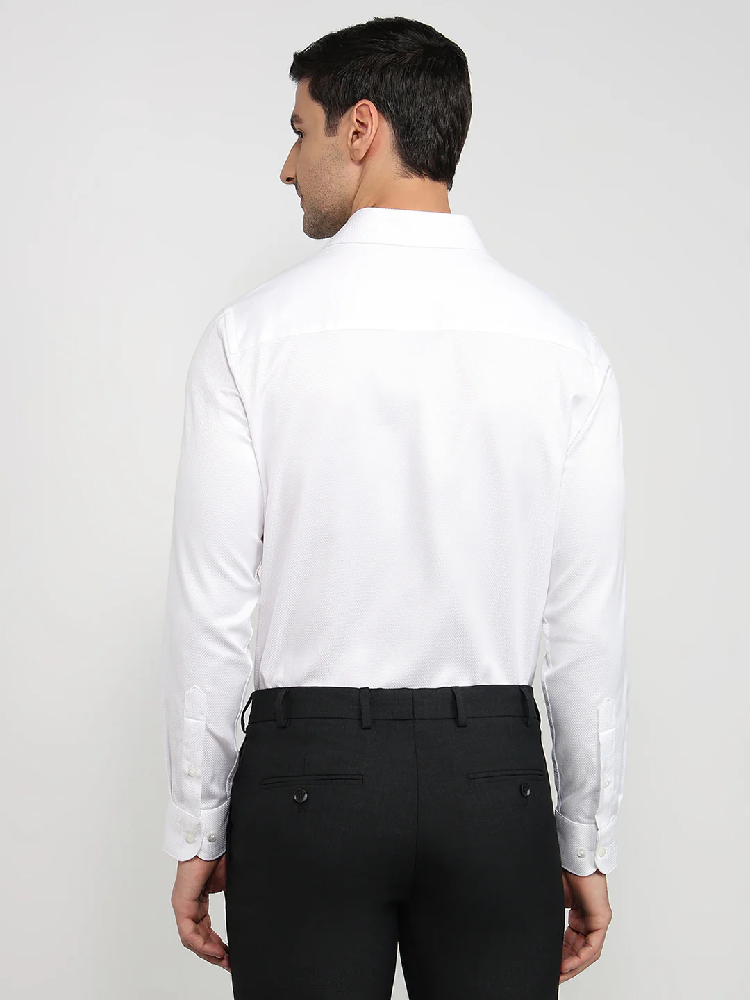 Raymond Men Regular Fit Structure Pattern Pure Cotton Full Sleeve Formal Shirt - Image 4