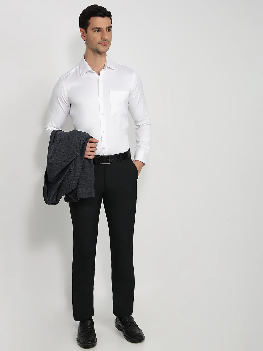 Raymond Men Regular Fit Structure Pattern Pure Cotton Full Sleeve Formal Shirt - Image 5