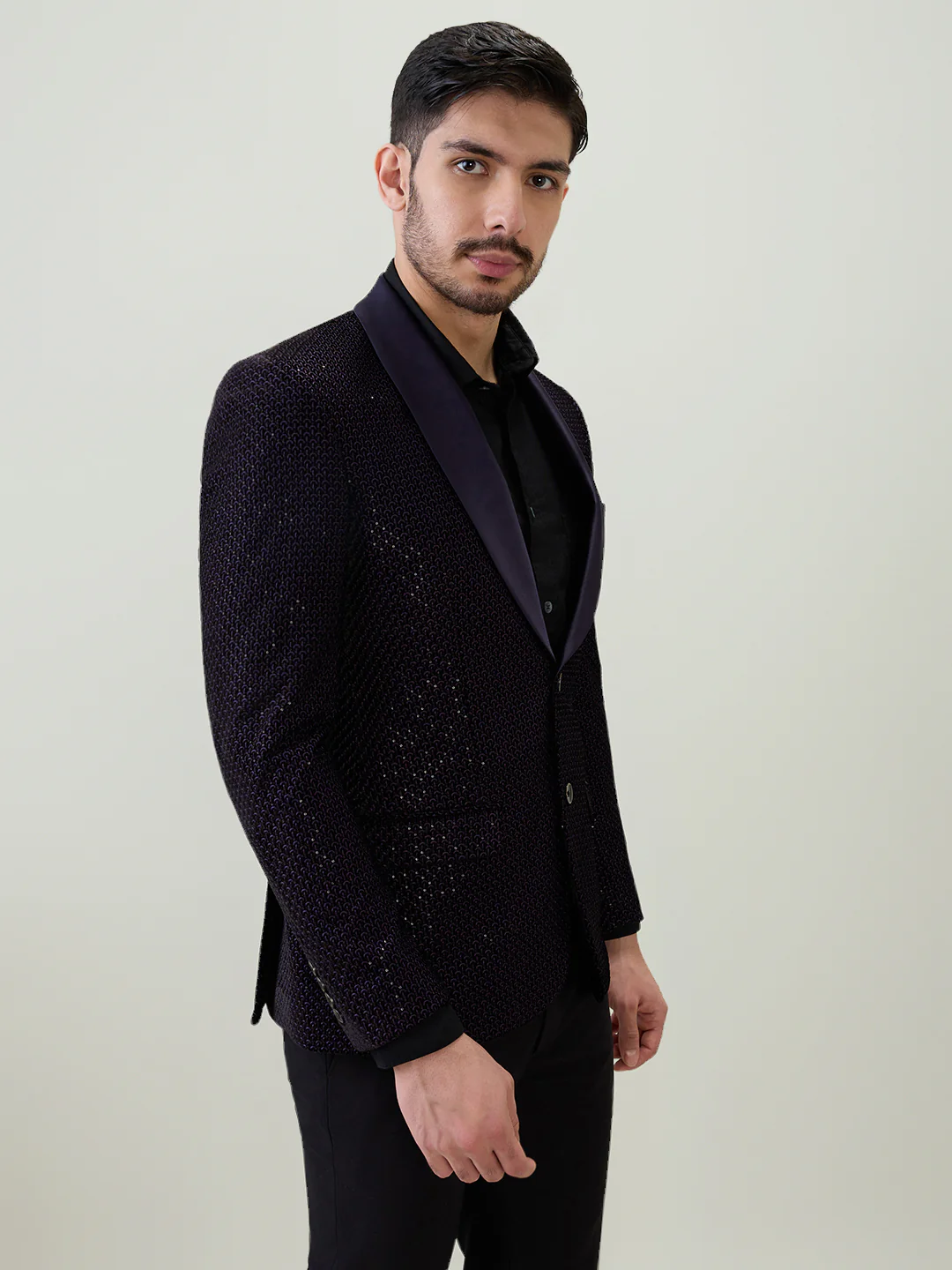 Raymond Men Regular Fit Structure Pattern Pure Polyester Full Sleeve Suit - Image 3