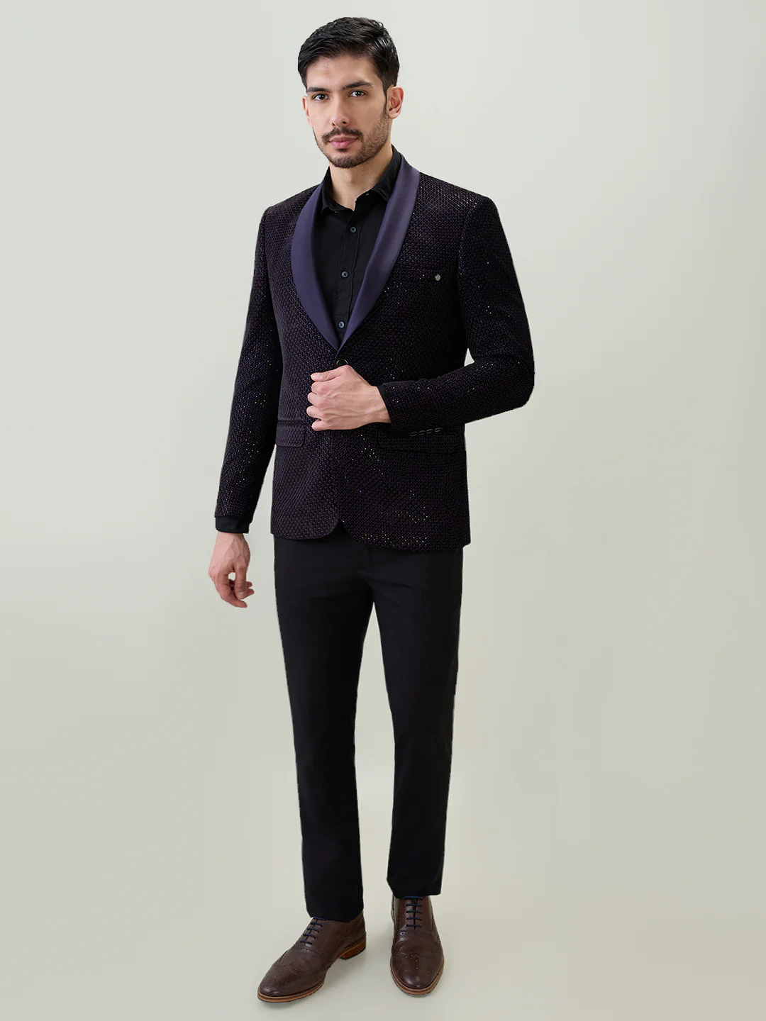 Raymond Men Regular Fit Structure Pattern Pure Polyester Full Sleeve Suit - Image 5