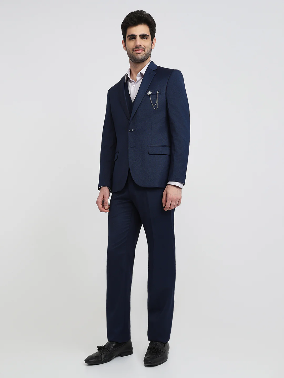 Raymond Men Regular Fit Structure Pattern Terry Rayon Blend Full Sleeve Suit - Image 2