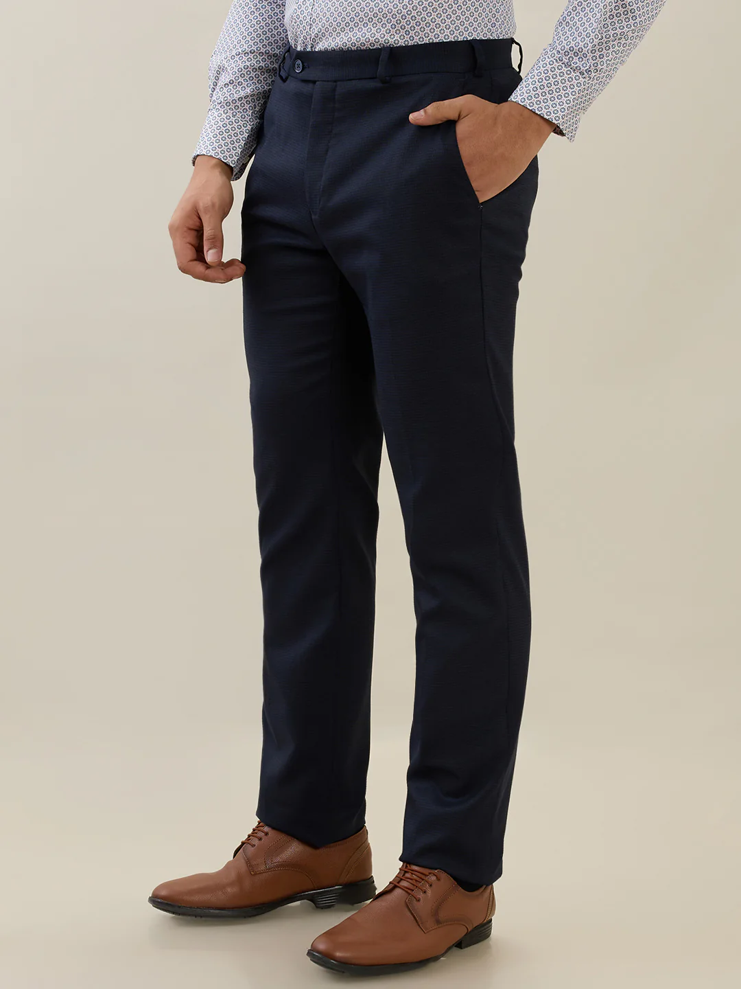 Raymond Men Regular Fit Twill Pattern Poly Viscose Blend Flat Front Trouser - Image 3