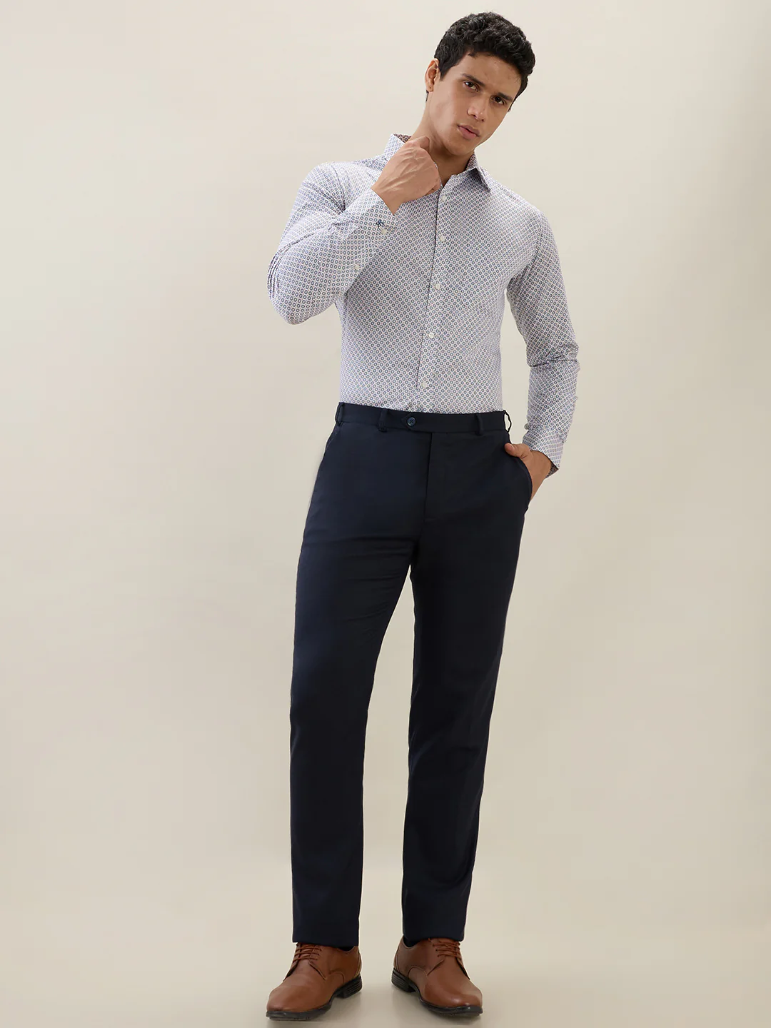 Raymond Men Regular Fit Twill Pattern Poly Viscose Blend Flat Front Trouser - Image 5