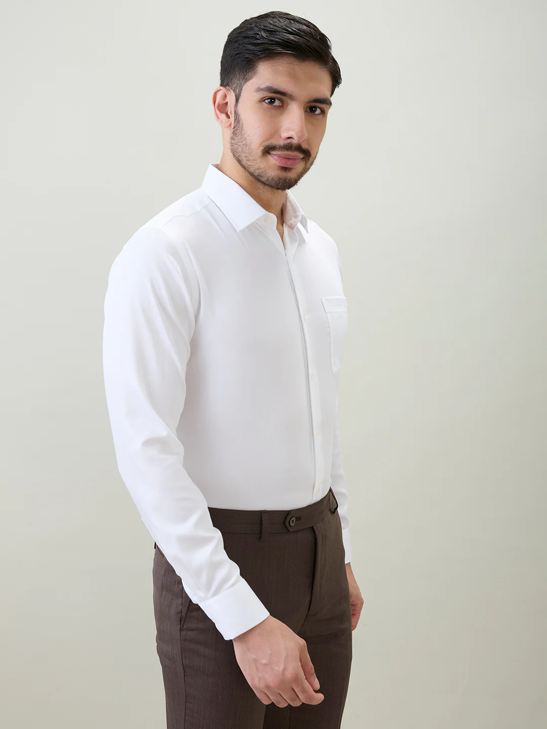 Raymond Men Slim Fit Chambray Pattern Pure Cotton Full Sleeve Formal Shirt - Image 2