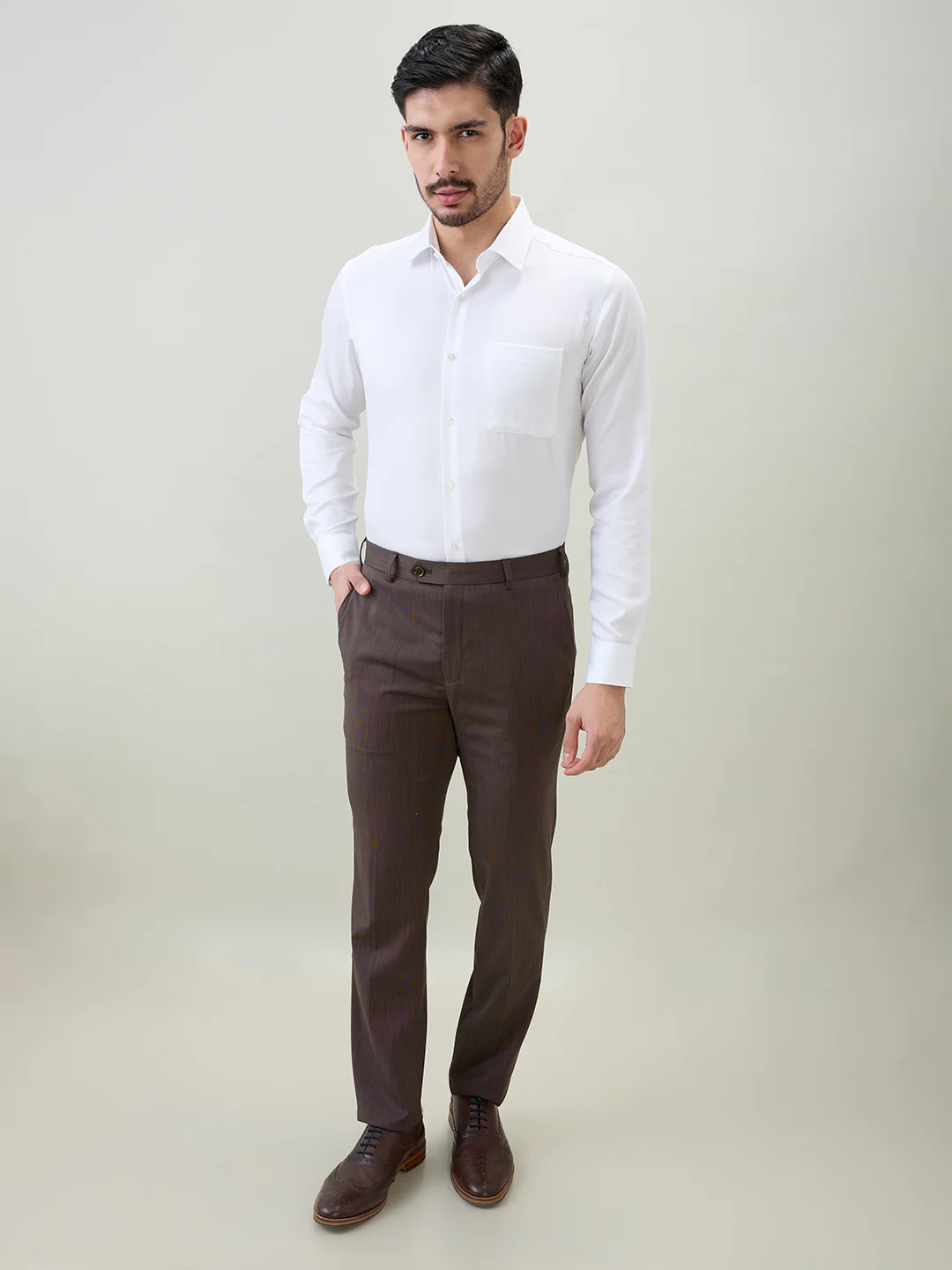 Raymond Men Slim Fit Chambray Pattern Pure Cotton Full Sleeve Formal Shirt - Image 5