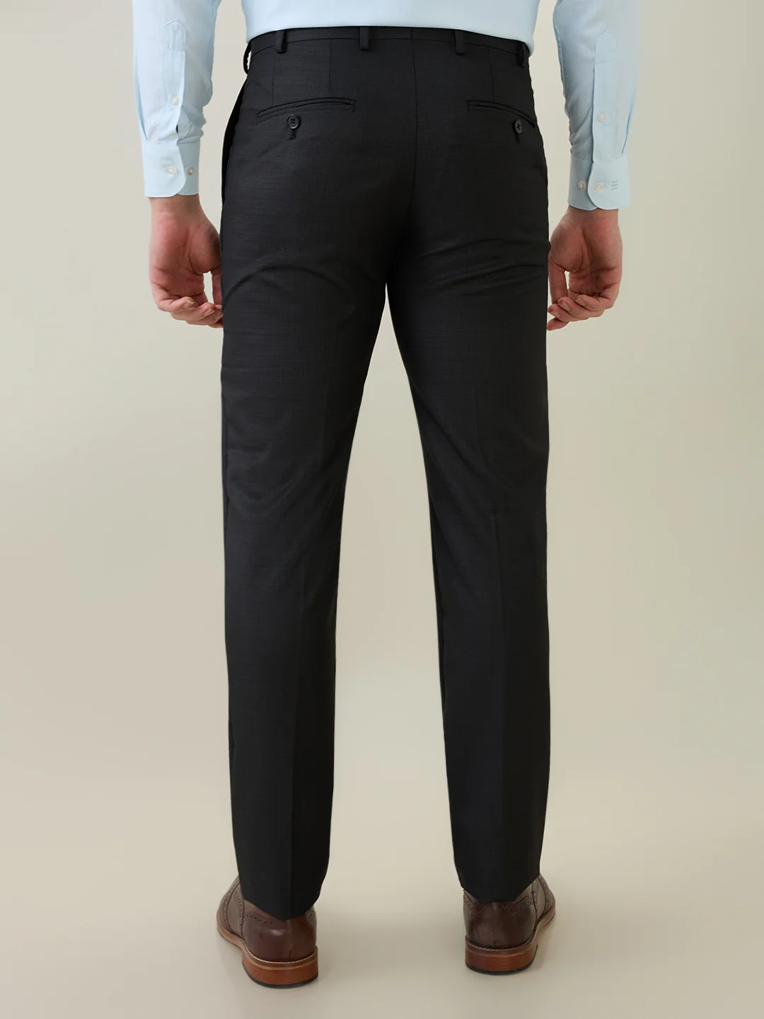 Raymond Men Slim Fit Checks Small Pattern Poly Viscose Blend Flat Front Trouser - Image 4
