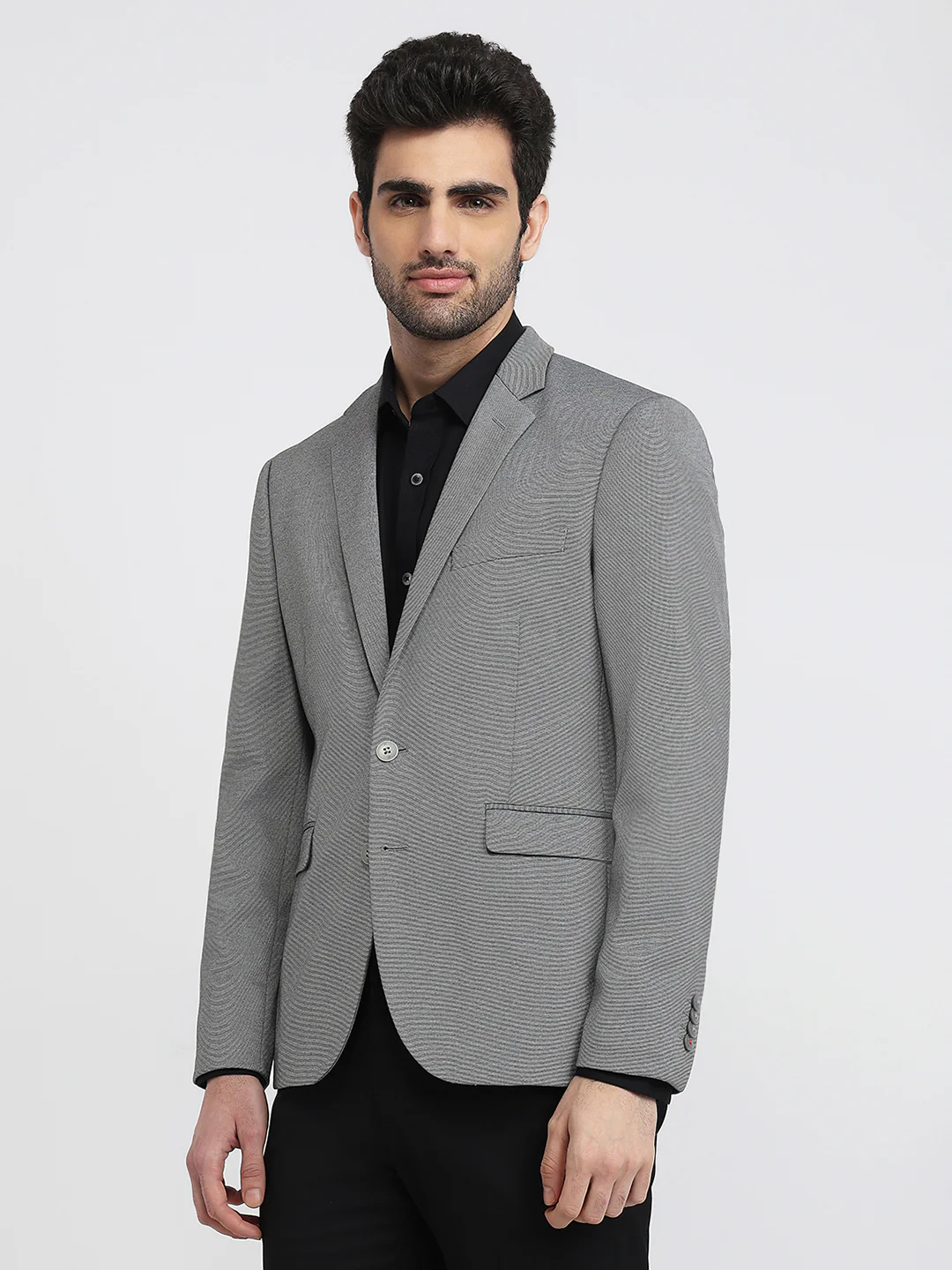Raymond Men Slim Fit Knitted Pattern Rayon Terelyn Spandex Blend Full Sleeve Blazer - Image 2