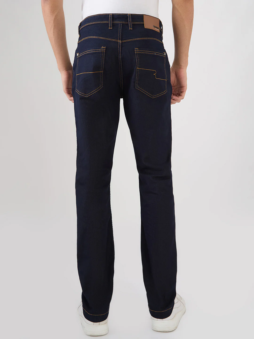 Raymond Men Slim Fit Solid Pattern Cotton Blend Flat Front Jeans - Image 4