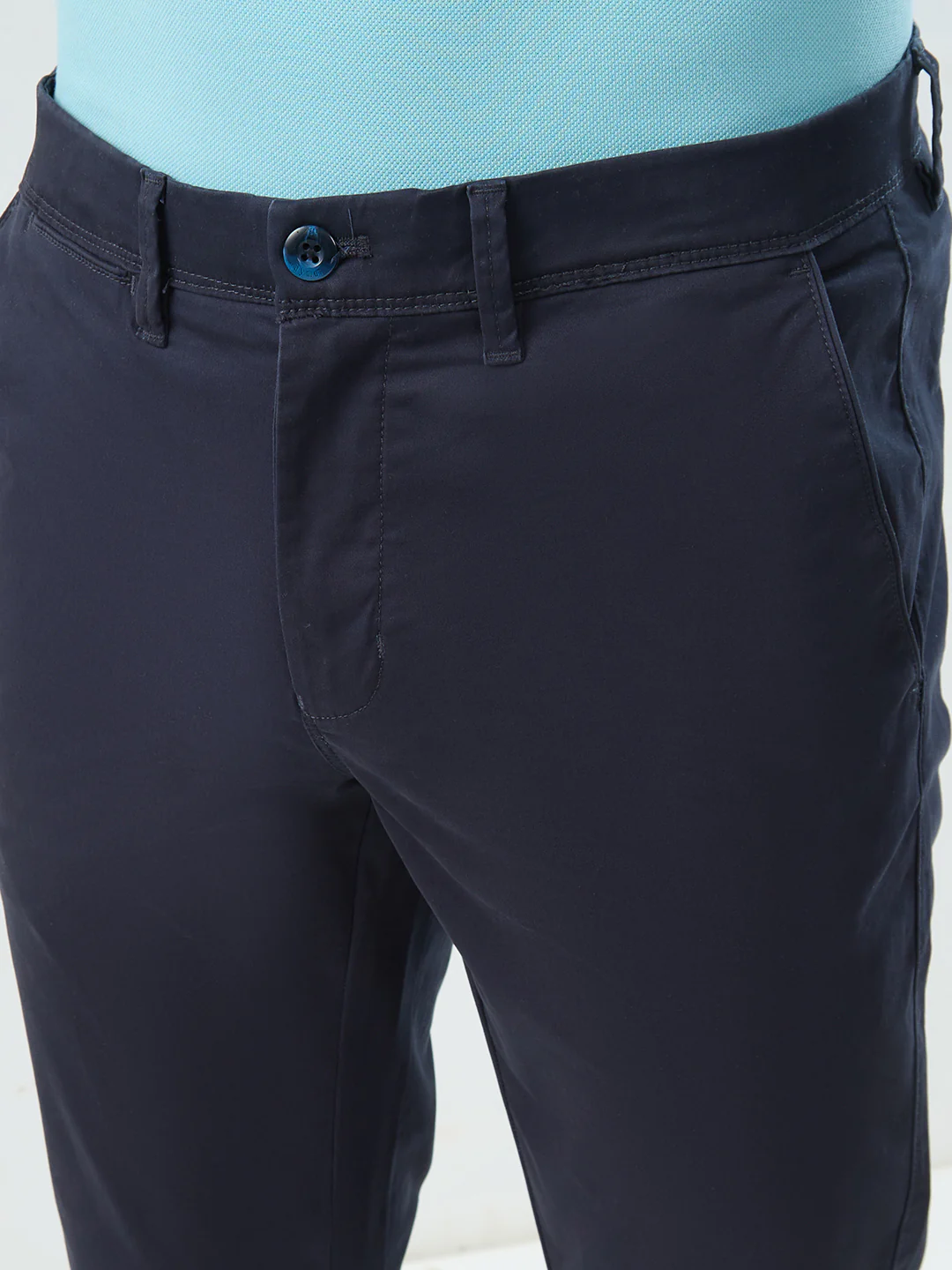 Raymond Men Slim Fit Solid Pattern Cotton Blend Flat Front Trouser - Image 6
