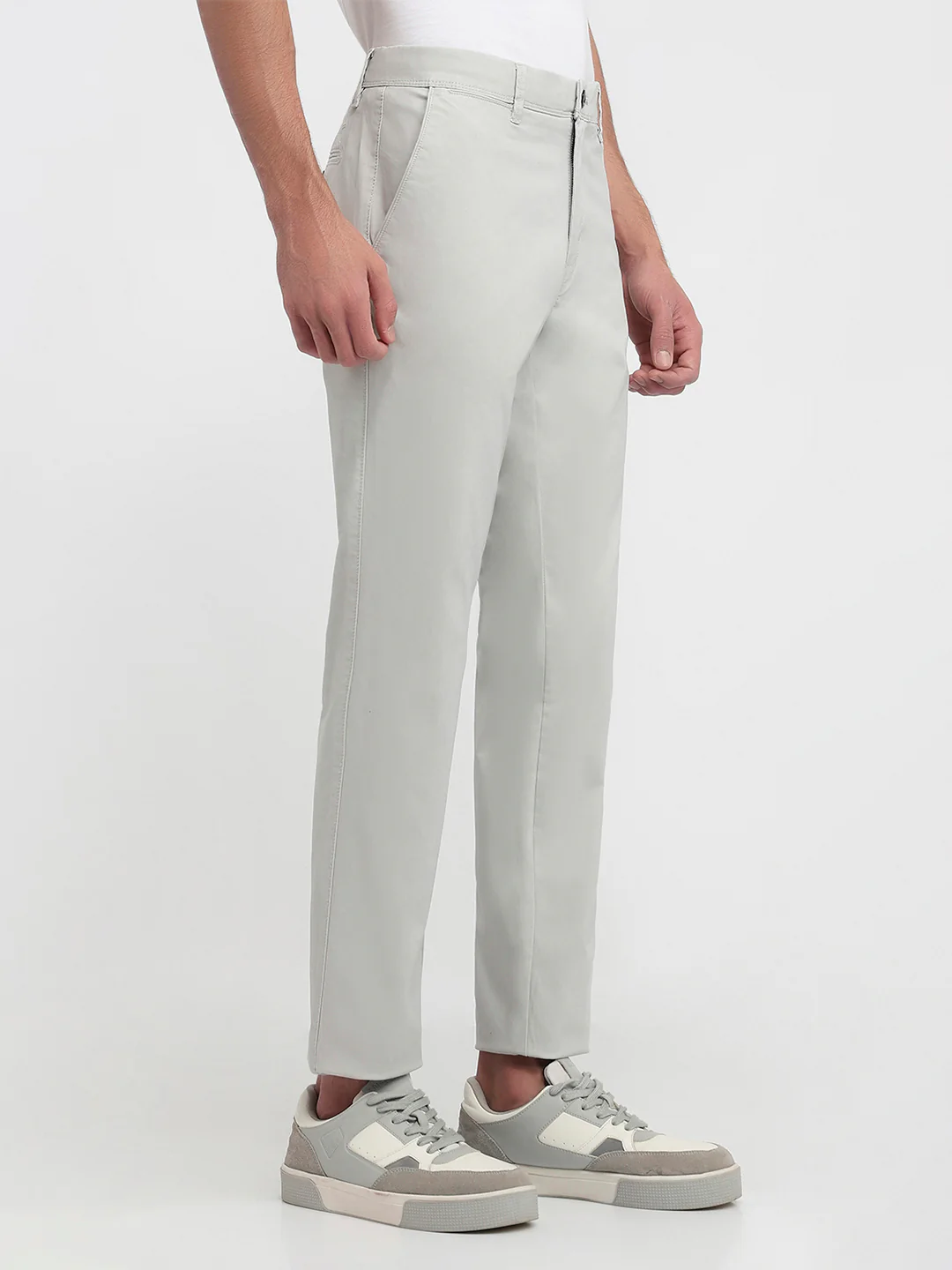 Raymond Men Slim Fit Solid Pattern Cotton Blend Flat Front Trouser - Image 2
