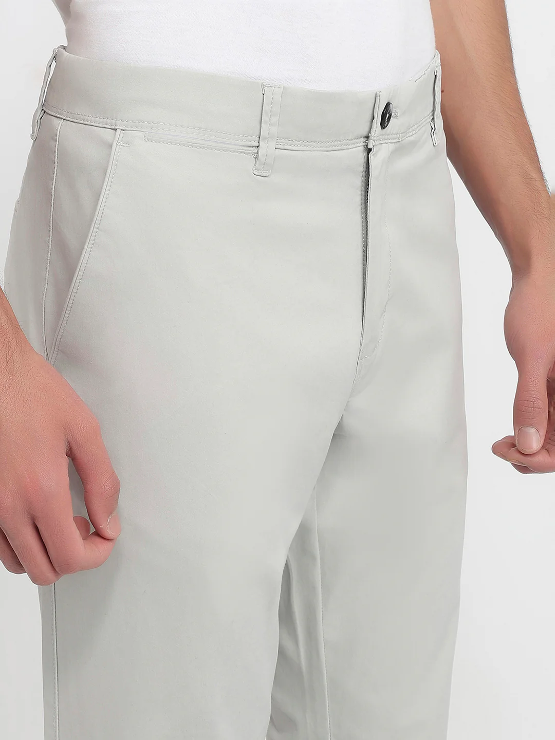Raymond Men Slim Fit Solid Pattern Cotton Blend Flat Front Trouser - Image 6