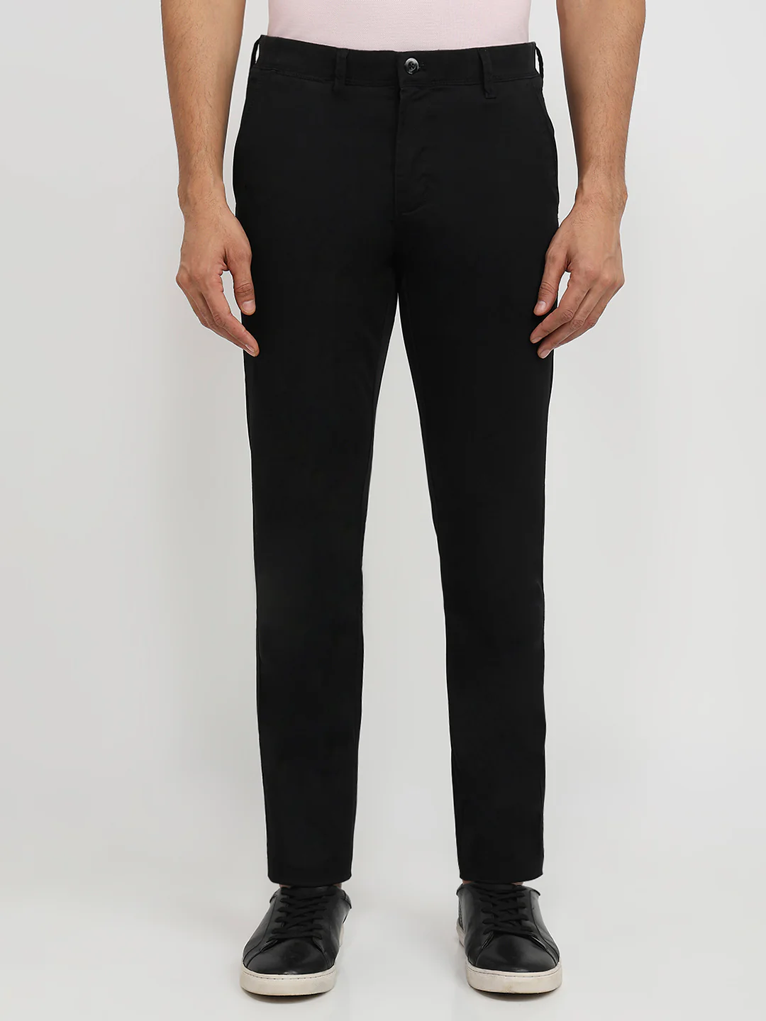 Raymond Men Slim Fit Solid Pattern Cotton Blend Flat Front Trouser