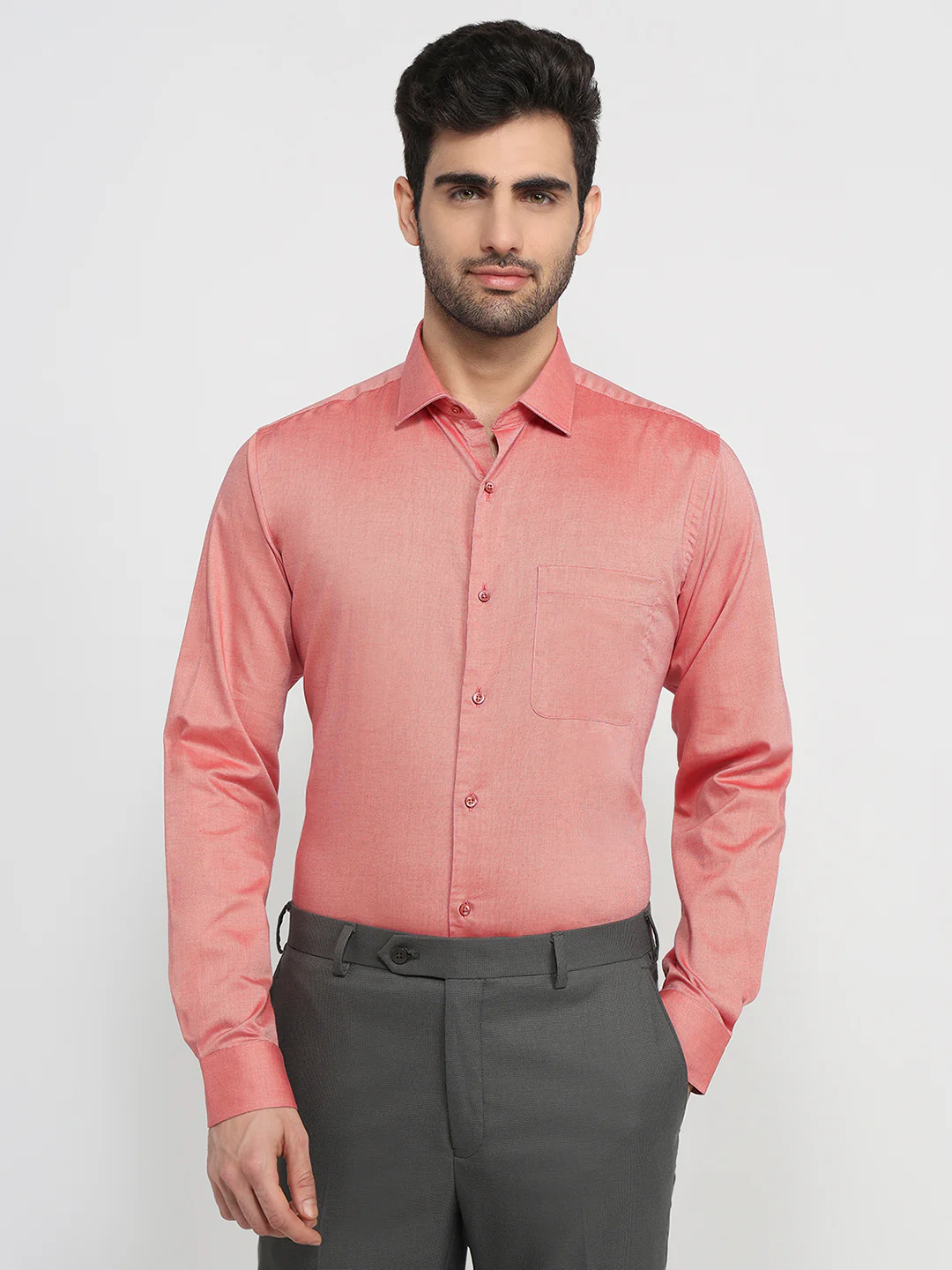 Raymond Men Slim Fit Structure Pattern Pure Cotton Full Sleeve Formal Shirt