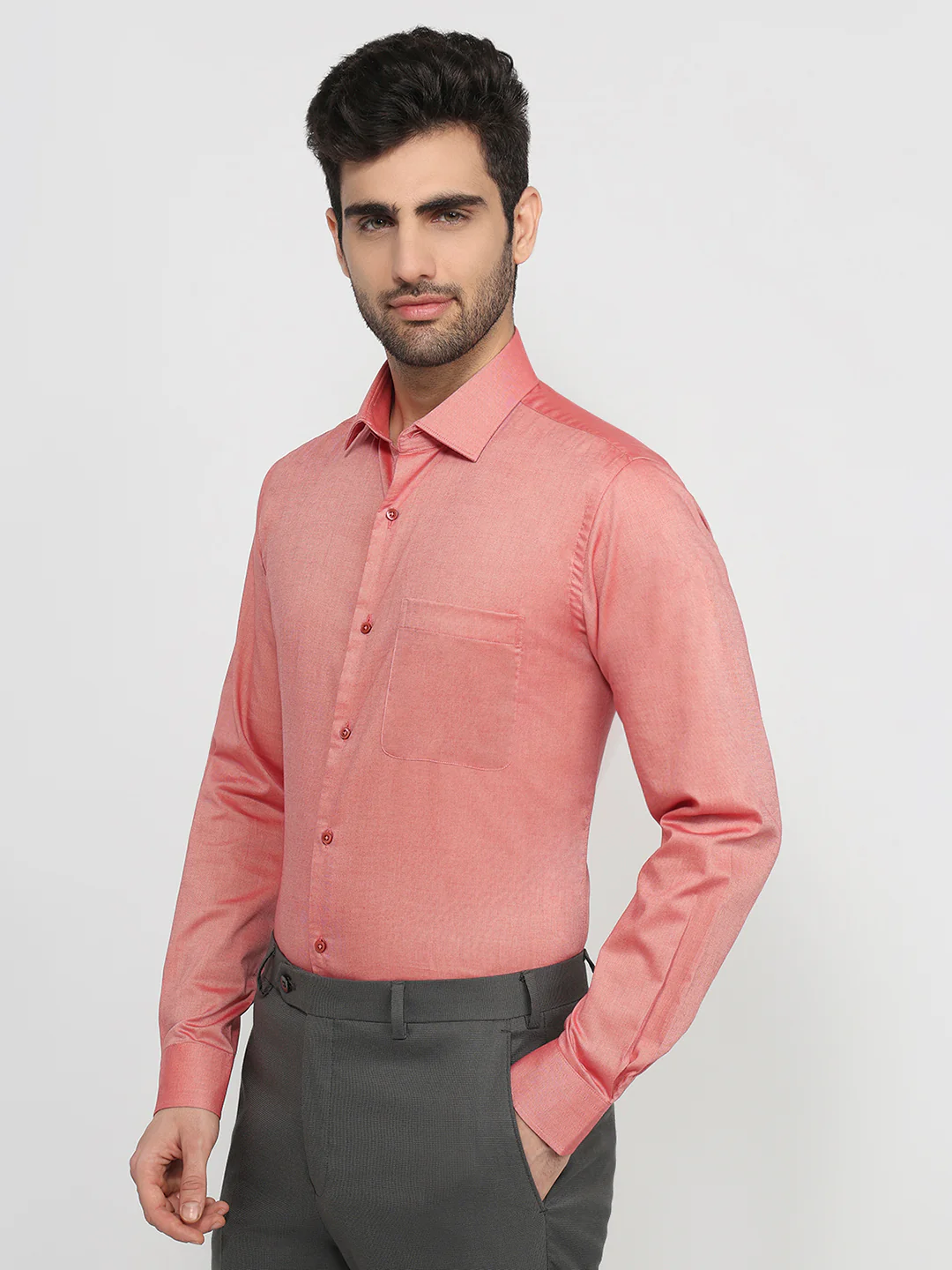 Raymond Men Slim Fit Structure Pattern Pure Cotton Full Sleeve Formal Shirt - Image 2