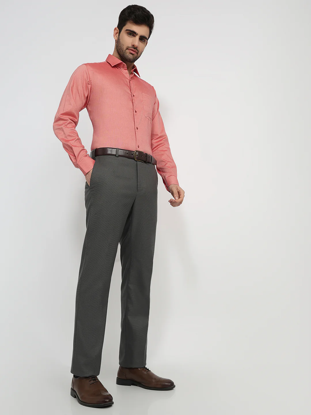 Raymond Men Slim Fit Structure Pattern Pure Cotton Full Sleeve Formal Shirt - Image 5