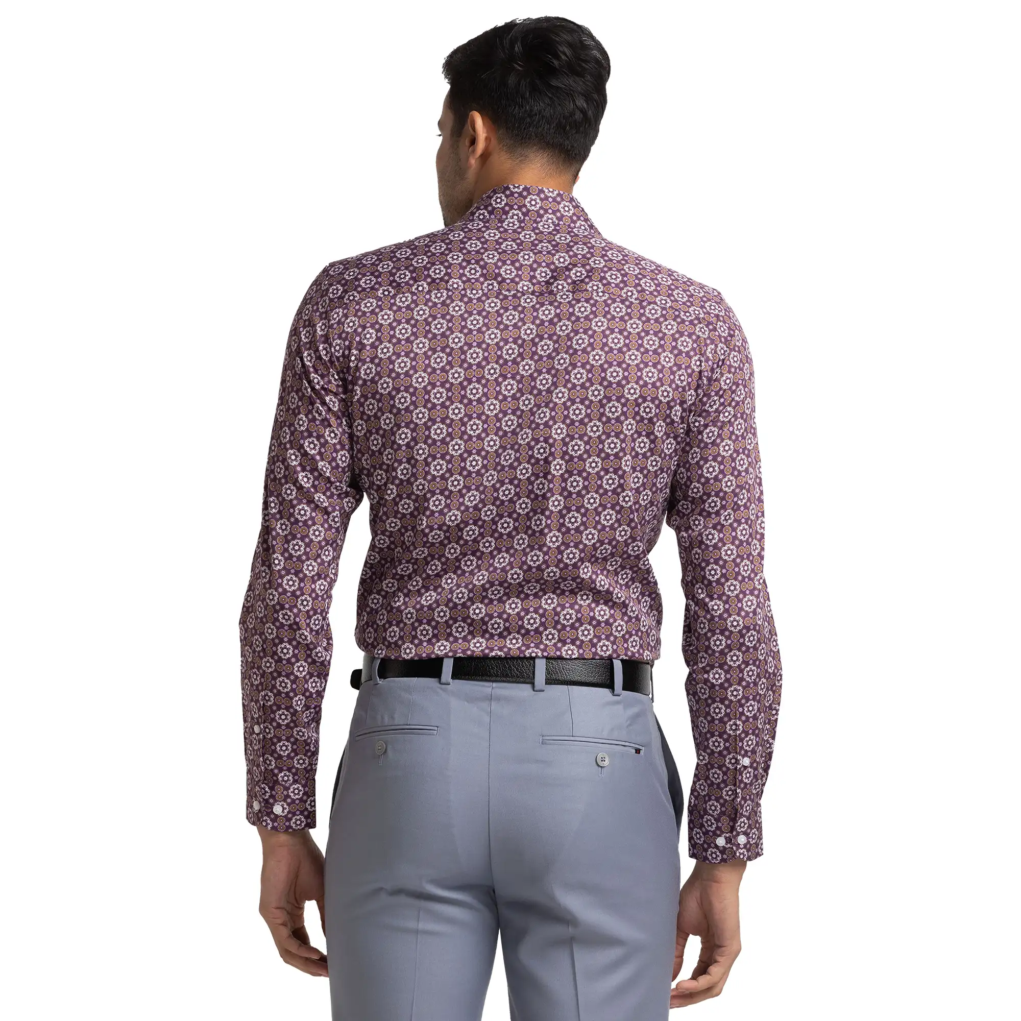 Raymond Men Violet Print Contemporary Fit Cotton Shirts - Image 4