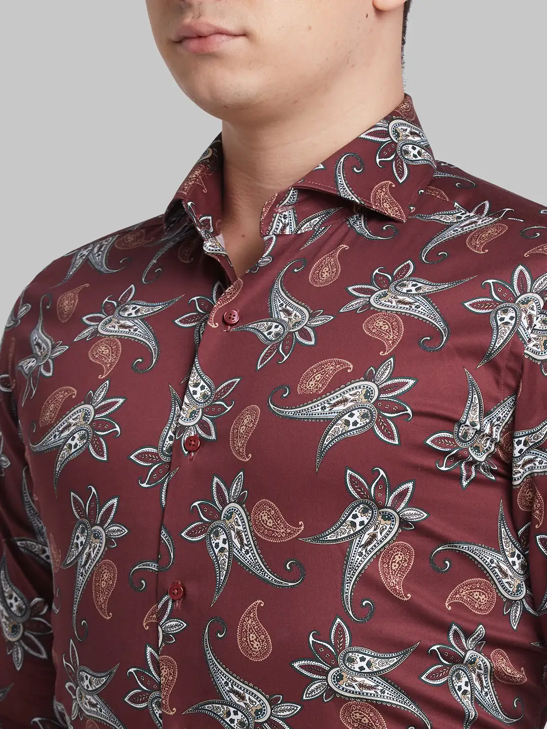 Raymond Men Violet Print Slim Cotton Shirt - Image 6