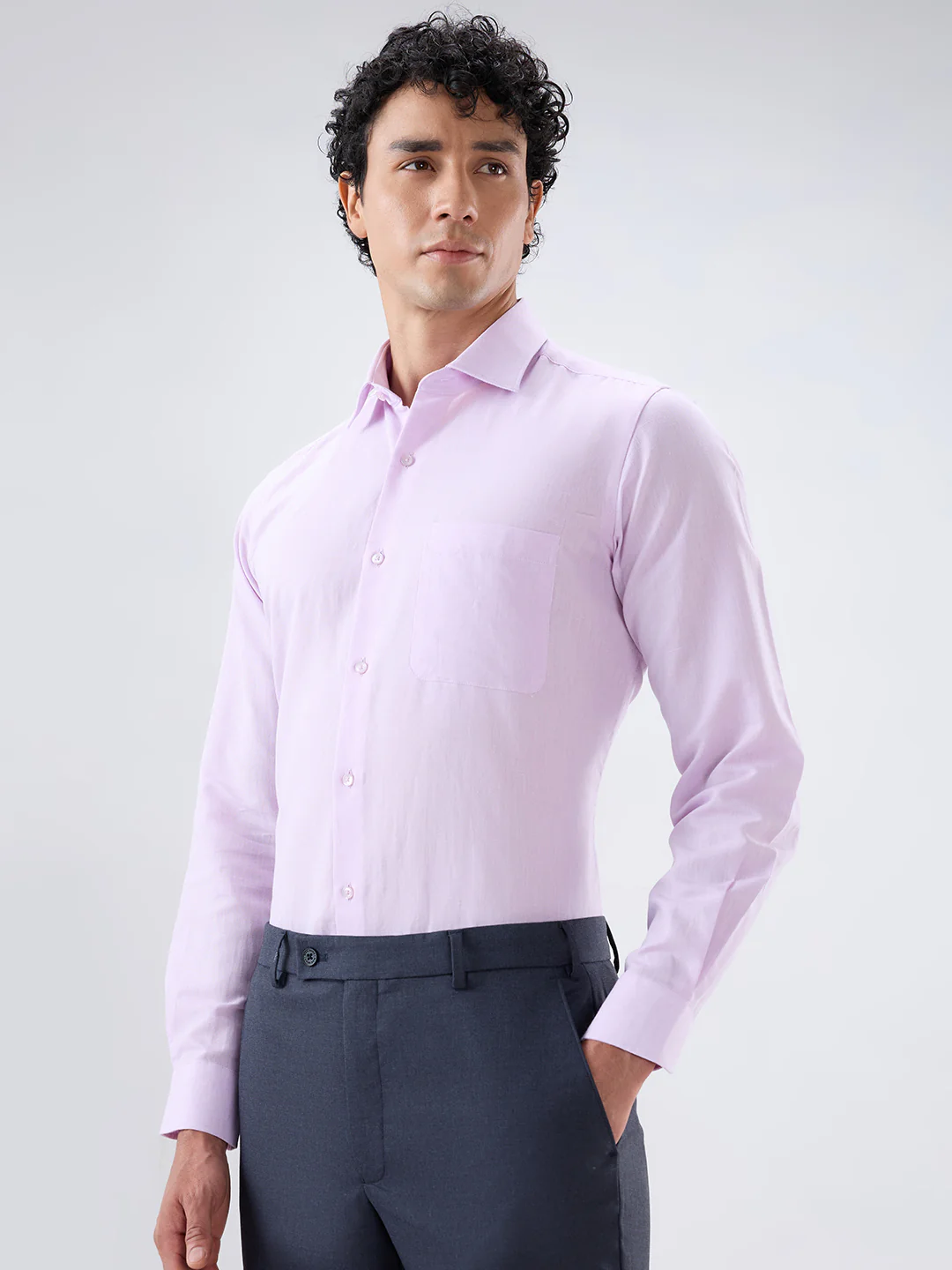 Raymond Men Violet Regular Fit Solid Formal Shirt - Image 3