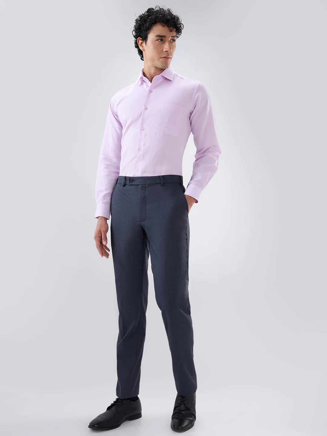 Raymond Men Violet Regular Fit Solid Formal Shirt - Image 5