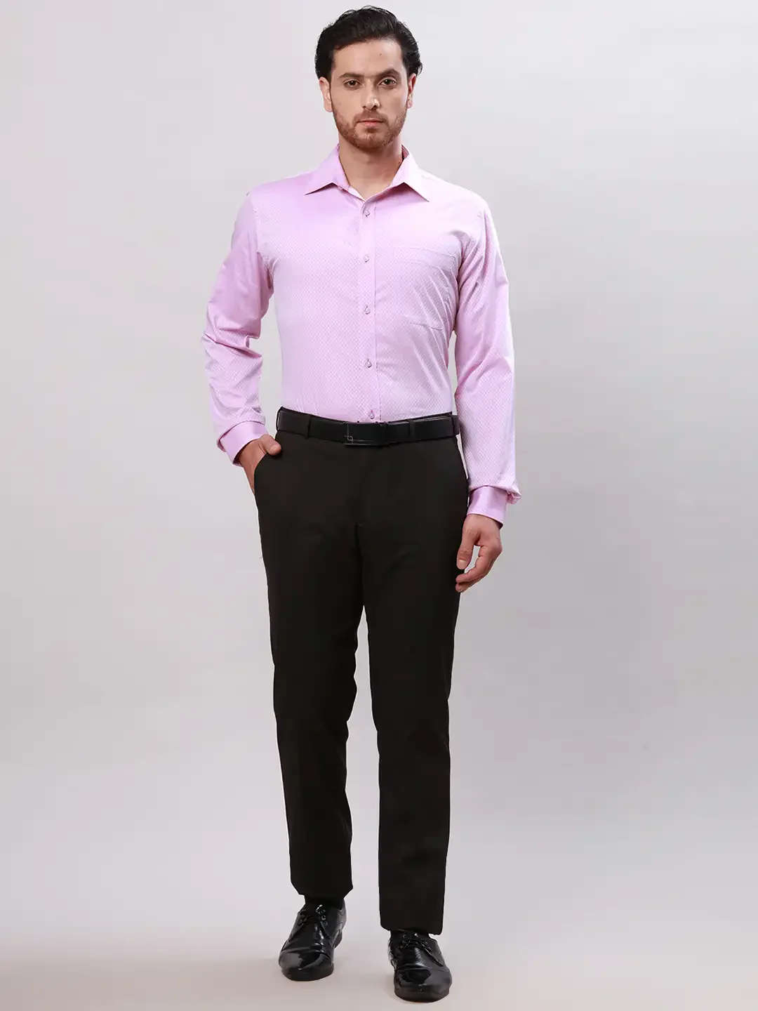Raymond Men Pink Structured Slim Fit Cotton Formal Shirt - Image 6