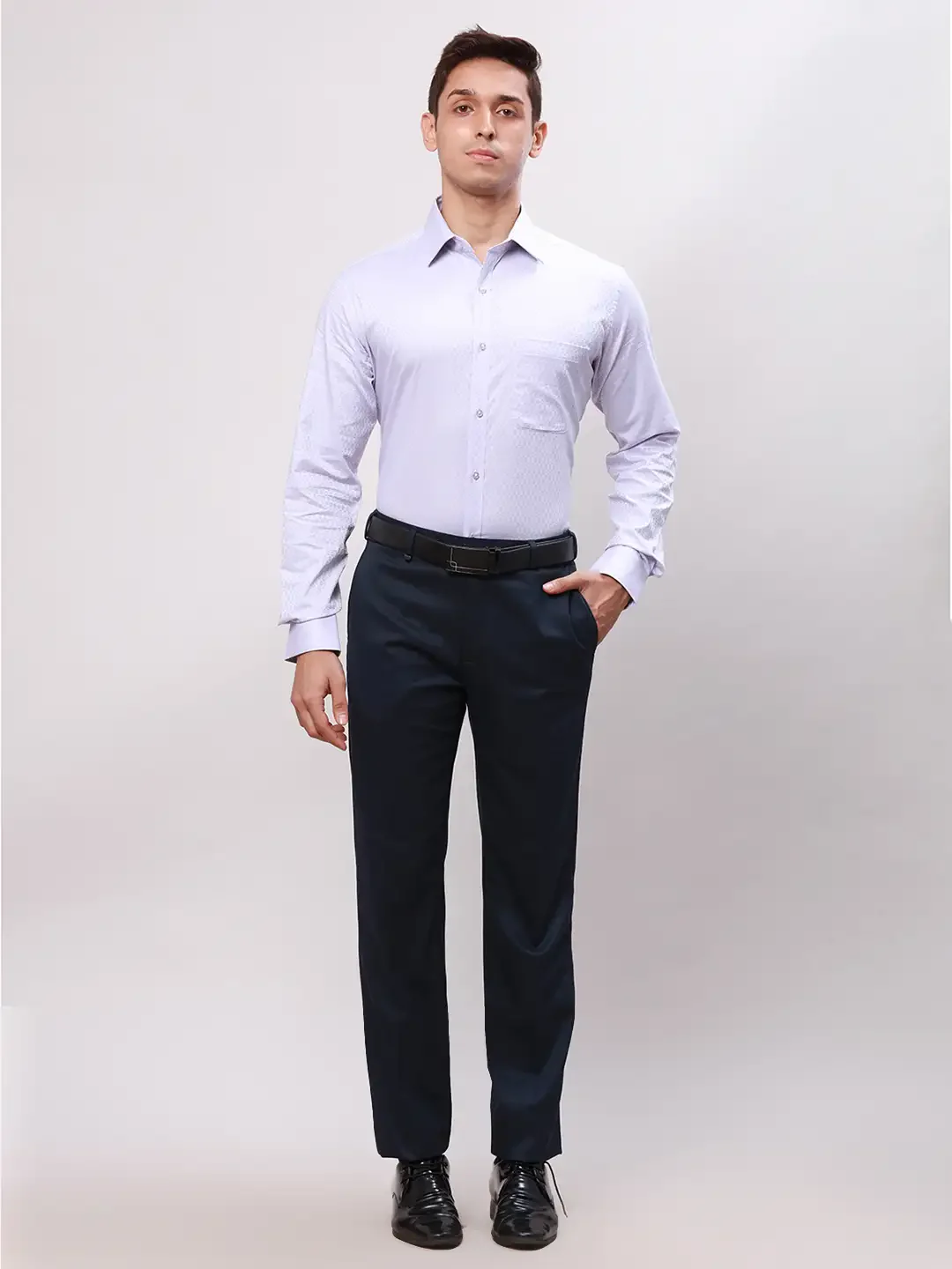 Raymond Men Violet Slim Fit Structure Cotton Shirts - Image 5