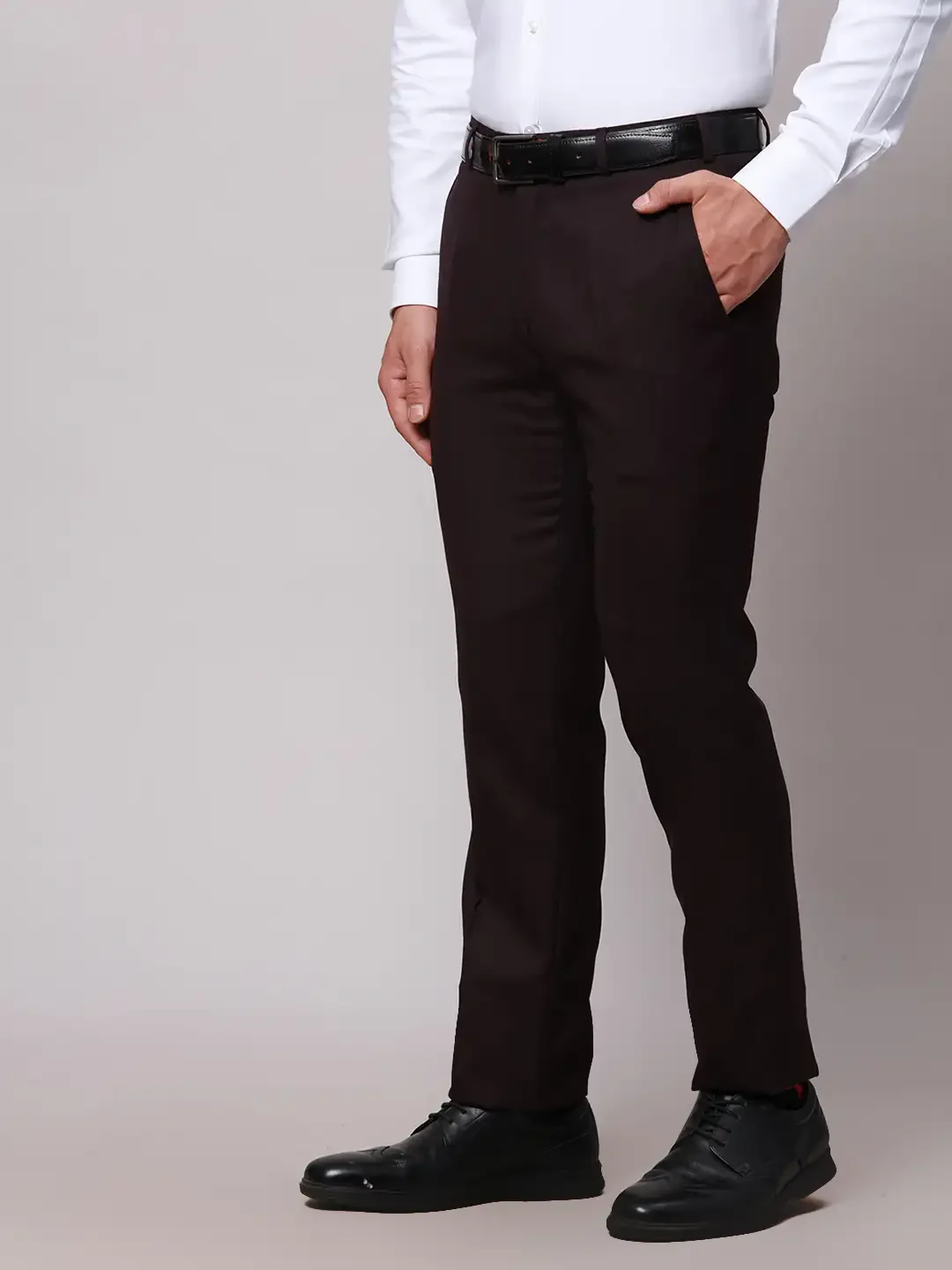 Raymond Men Violet Slim Fit Structure Polyester Trousers - Image 3