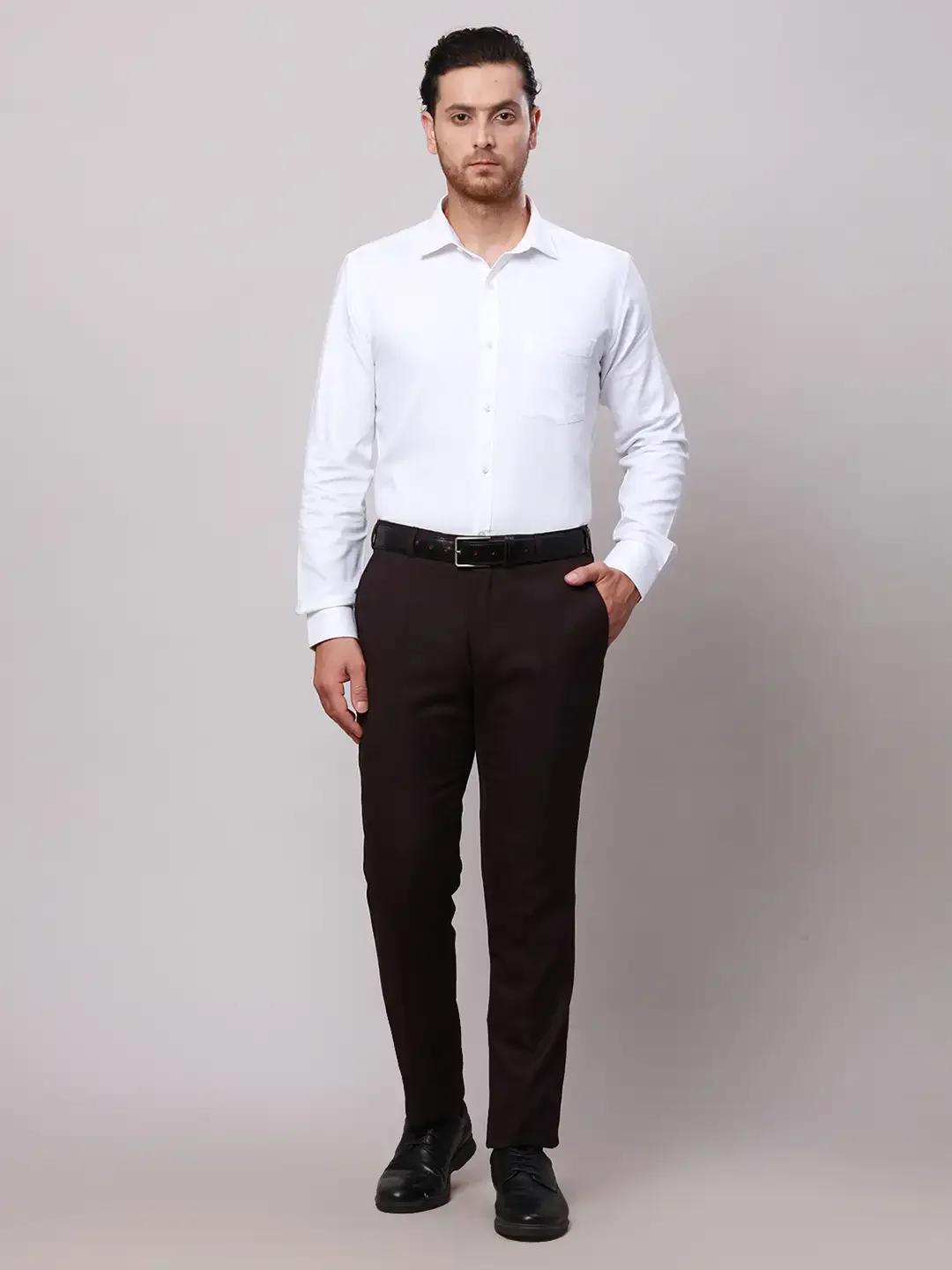Raymond Men Violet Slim Fit Structure Polyester Trousers - Image 5
