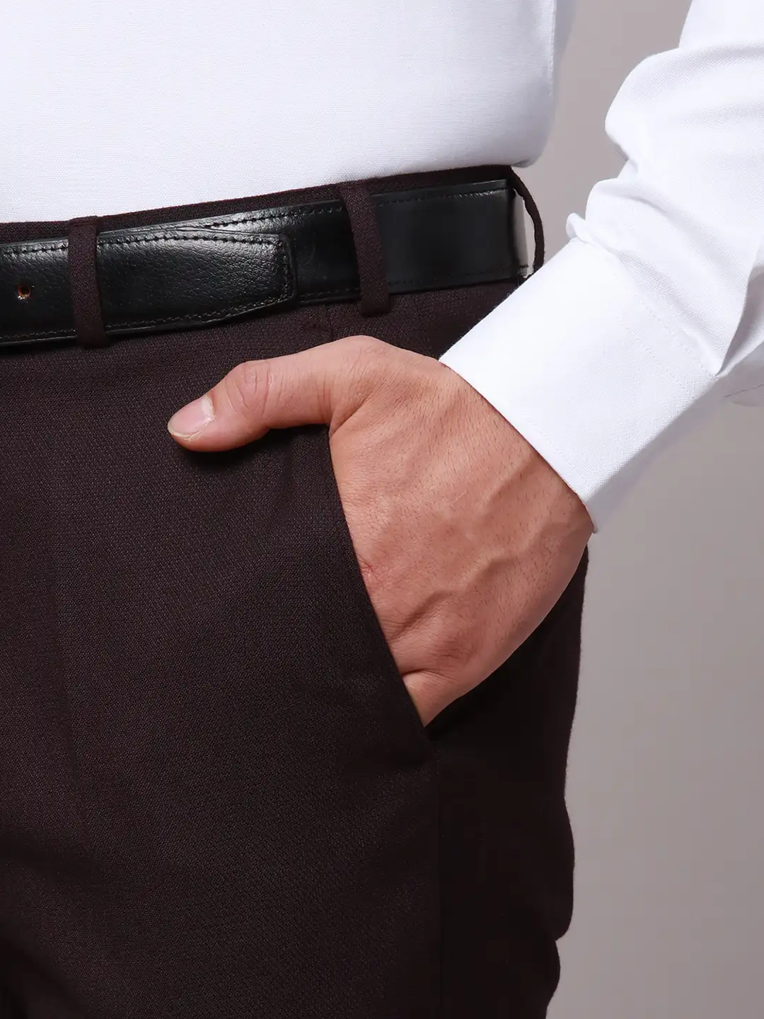 Raymond Men Violet Slim Fit Structure Polyester Trousers - Image 6