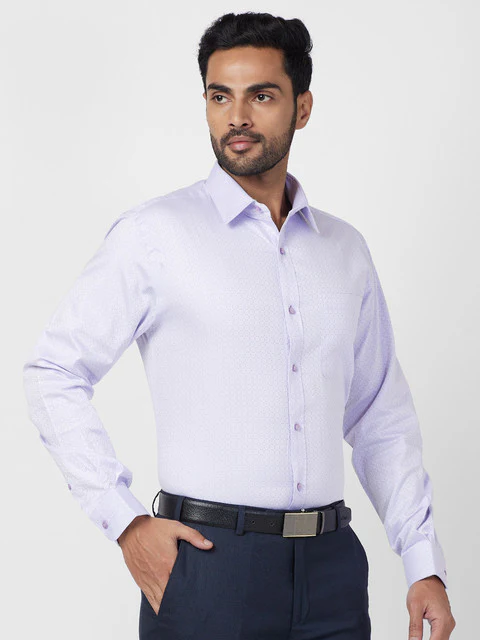 Raymond Men Purple Structured Slim Fit Cotton Formal Shirt - Image 2
