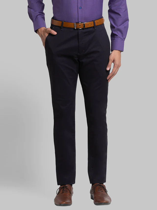Raymond Men Violet Solid Slim Fit Trouser
