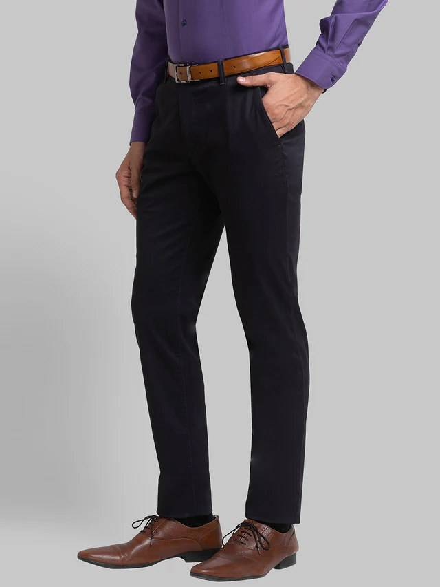 Raymond Men Violet Solid Slim Fit Trouser - Image 2
