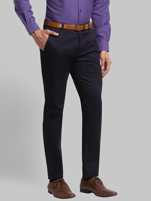 Raymond Men Violet Solid Slim Fit Trouser - Image 3