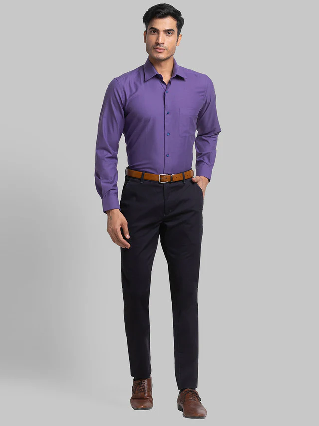 Raymond Men Violet Solid Slim Fit Trouser - Image 5